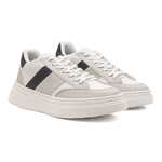 Tênis Masculino Estilo Street Sola Alta Confortável Branco Com Cinza