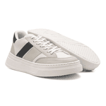 Tênis Masculino Estilo Street Sola Alta Confortável Branco Com Cinza