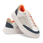 Tênis Masculino Estilo Street Sola Alta Confortável Laranja