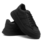 Tênis Masculino Estilo Street Sola Alta Confortável Preto Sola Preta