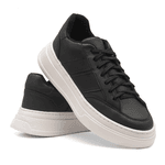 Tênis Masculino Estilo Street Sola Alta Confortável Preto Sola Branca