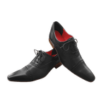 Sapato Masculino Italiano Em Couro Preto Fosco Laser Ref: 506 