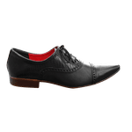 Sapato Masculino Italiano Em Couro Preto Fosco Laser Ref: 506 