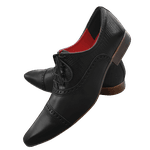 Sapato Masculino Italiano Em Couro Preto Fosco Laser Ref: 506 