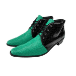 Bota Masculina Em Couro Verde Com Preto Ref: 1009