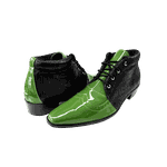 Bota Masculina Em Couro Preto Com Verde Verniz Ref: 1020 -