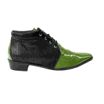 Bota Masculina Em Couro Preto Com Verde Verniz Ref: 1020 -