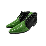 Bota Masculina Em Couro Preto Com Verde Verniz Ref: 1020 -