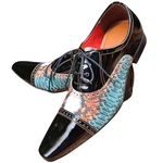 Sapato Masculino Italiano Em Couro Social Executivo - Azul - Black Multicolor Ref: 1026