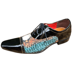 Sapato Masculino Italiano Em Couro Social Executivo - Azul - Black Multicolor Ref: 1026