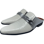 Mule Masculino Em Couro - Babuche - White Grey Snake - Ref: 760