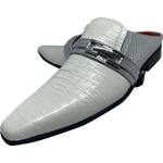 Mule Masculino Em Couro - Babuche - White Grey Snake - Ref: 760