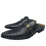 Babuche Masculino Em Couro Preto Croco Ref: BB1063