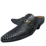 Babuche Masculino Em Couro Preto Croco Ref: BB1063