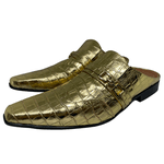 Babuche Masculino Em Couro Social Dourado Croco Ref: BB1076