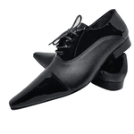 Sapato Masculino Italiano em Couro Preto Mesclado Verniz e Fosco Ref: D126 - Outlet