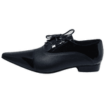 Sapato Masculino Italiano em Couro Preto Mesclado Verniz e Fosco Ref: D126 - Outlet