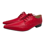 Sapato Masculino Couro Liso Vermelho Estilo Italiano Cod: 942
