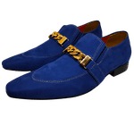 Sapato Masculino Italiano Social Executivo em Couro Azul Social Ref: D252 Outlet