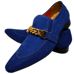 Sapato Masculino Italiano Social Executivo em Couro Azul Social Ref: D252 Outlet