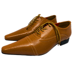 Sapato Masculino Italiano Social Executivo em Couro Marrom Serpente Ref: D259 Outlet