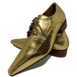 Sapato Masculino Italiano Em Couro Gold Star Ouro Craquelado Ref: D325