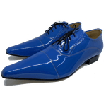 Sapato Masculino Italiano Executivo em Couro Azul Envernizado Ref: D348 - Outlet