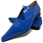 Sapato Masculino Italiano Executivo em Couro Azul Envernizado Ref: D348 - Outlet