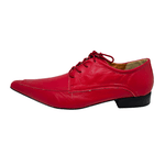 Sapato Masculino Couro Liso Vermelho Estilo Italiano Cod: 942