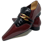 Sapato Masculino Em Couro Social Executivo Vermelho Crocored Veneza Collection Ref: 7053 Outlet