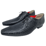 Sapato Masculino Italiano Executivo Luxo Preto Ladrilhado 3D - Ref: D555