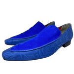 Mocassim em Couro Luxury 3D Azul Flowers Summer Ref D570