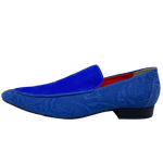 Mocassim em Couro Luxury 3D Azul Flowers Summer Ref D570