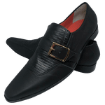 Sapato Masculino Italiano Preto Fosco com Tricê Ref: D577