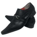 Sapato Masculino Italiano em Couro Preto Fosco Ref: D578