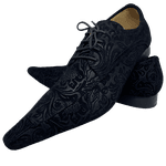 Sapato Masculino Italiano Em Couro Social Floral Preto Ref: 584