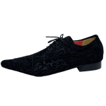 Sapato Masculino Italiano Em Couro Social Floral Preto Ref: 584