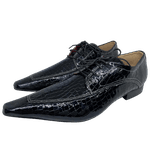 Sapato Masculino Italiano Em Couro Social Executivo Croco Preto Ref: 587