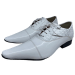 Sapato Masculino Italiano Em Couro Branco Envernizado Ref: D601 outlet 