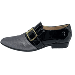 Sapato Italiano em Couro Social Preto com Chumbo Croko Ref: D604 Outlet