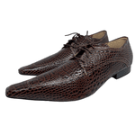 Sapato Masculino Italiano Em Couro Social Executivo Marrom Croco Ref: 608