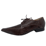 Sapato Masculino Italiano Em Couro Social Executivo Marrom Croco Ref: 608