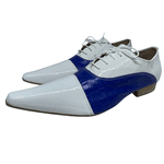 Sapato Masculino Italiano Em Couro Branco c/ Azul Ocean Ref: D619 - Outlet