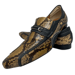 Mocassim Italiano em Couro Cobra Natural Oriental Marrom - Ref: D625