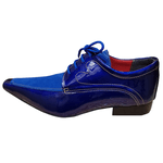 Sapato Masculino Italiano Em Couro Azul Camurça