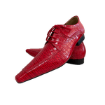 Sapato Masculino Italiano Em Couro Vermelho Croko Slin Ref: D667