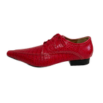 Sapato Masculino Italiano Em Couro Vermelho Croko Slin Ref: D667