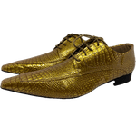 Sapato Masculino Italiano Em Couro Dourado Réptil Ref: D912 Outlet