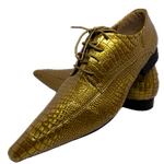 Sapato Masculino Italiano Em Couro Dourado Réptil Ref: D912 Outlet