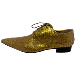 Sapato Masculino Italiano Em Couro Dourado Réptil Ref: D912 Outlet